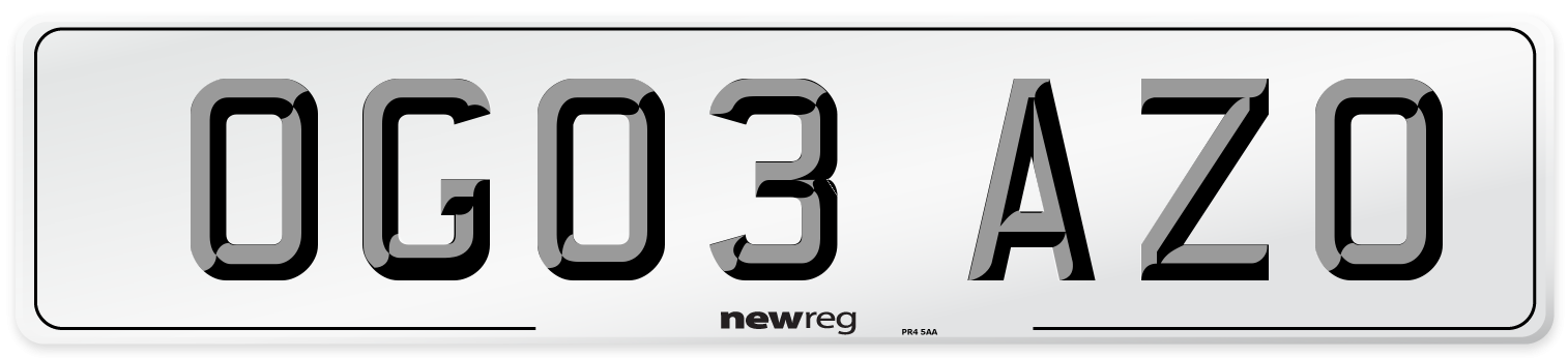 OG03 AZO Number Plate from New Reg